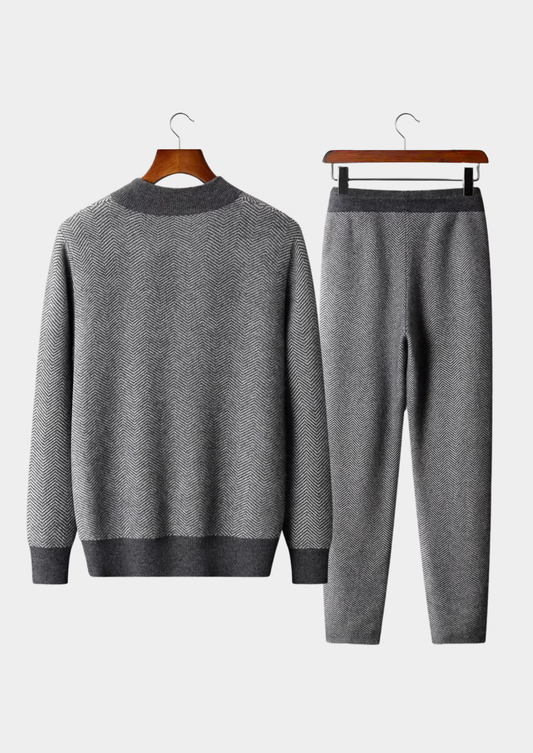 Pure Extra-Fine Merino Wool Grey Herringbone Set by SATRI & CO. – product view 2