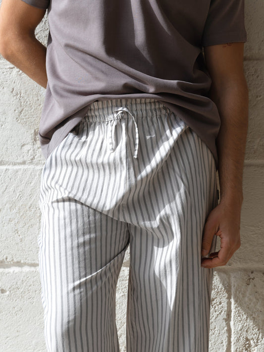 Jonah Relaxed Stripe Trousers - Beige