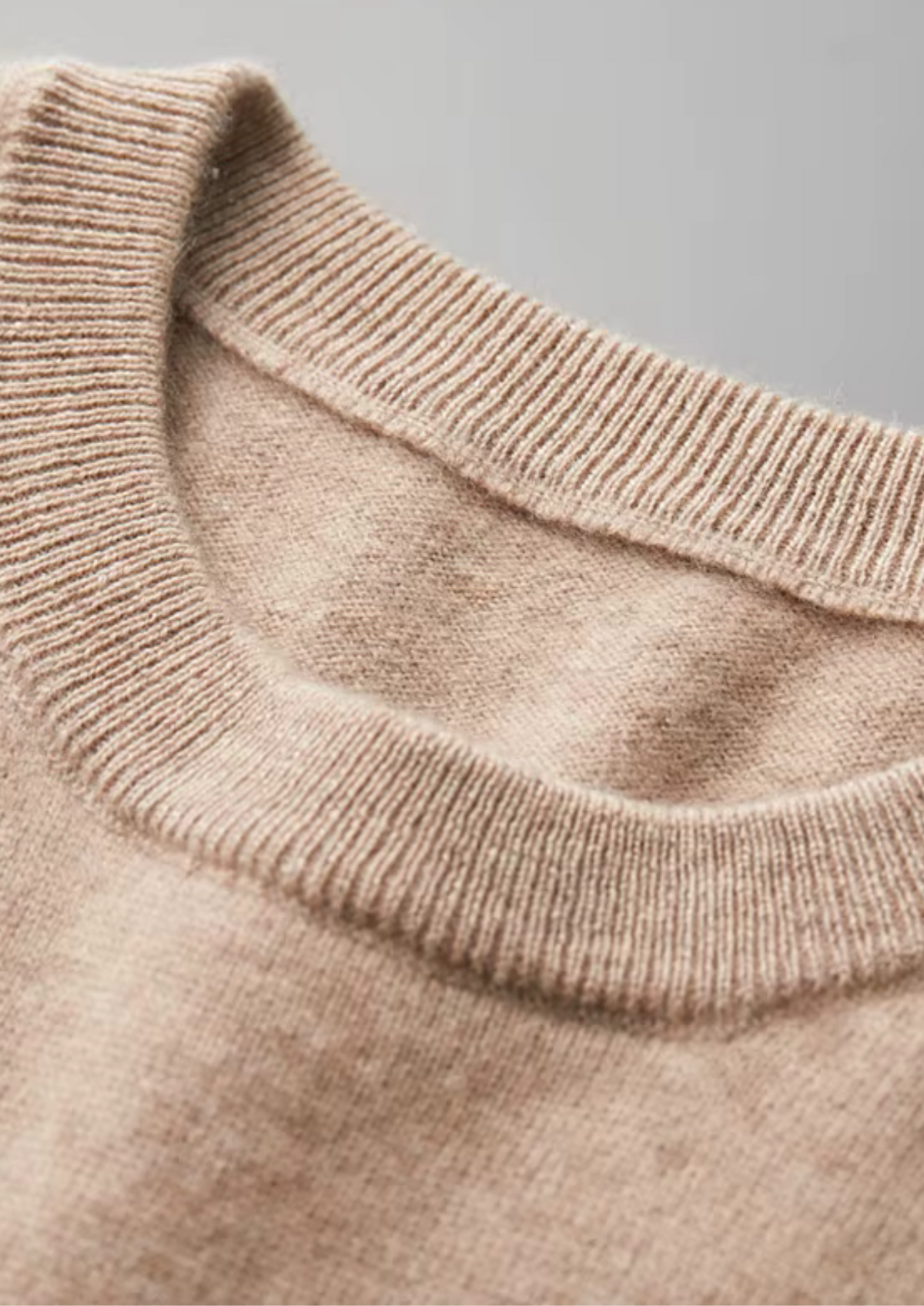 Premium Cashmere Classic Crew Neck T-Shirt - Light Beige by SATRI & CO. – product view 8