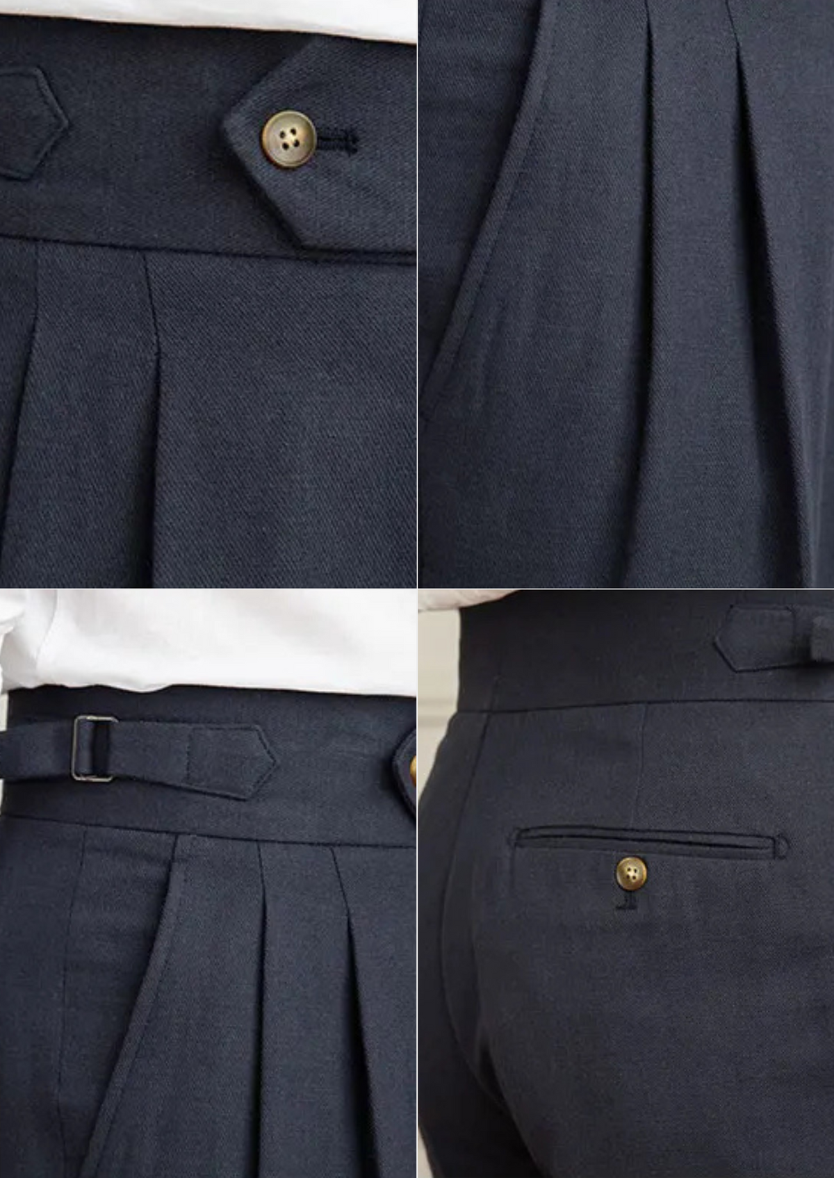 Napoli Pleated Coastal Trousers - Navy Blue by SATRI & CO. – product view 3