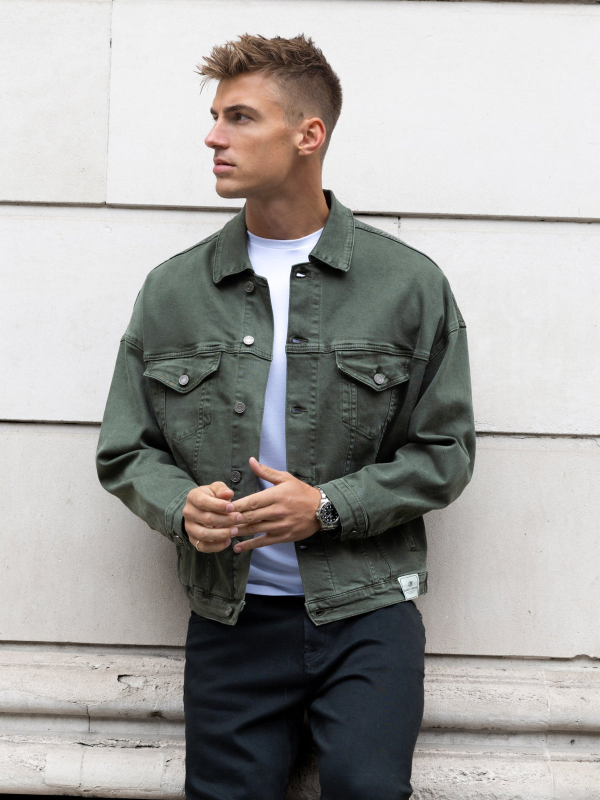 Denim Trucker Jacket - Olive Green