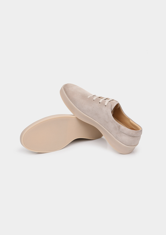 Light Grey Minimal Suede Trainers by SATRI & CO. – product view 2