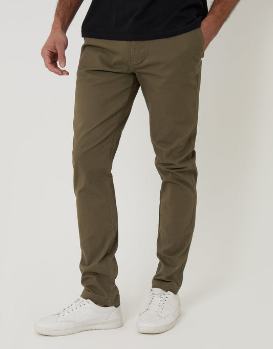 The Classic Slim Fit Chino Trousers in Khaki Green