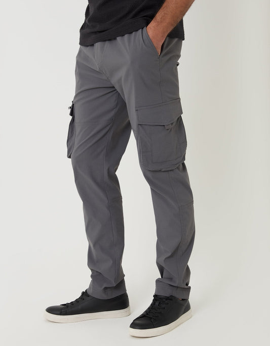 Slim Fit Stretch Cargo Trousers in Grey