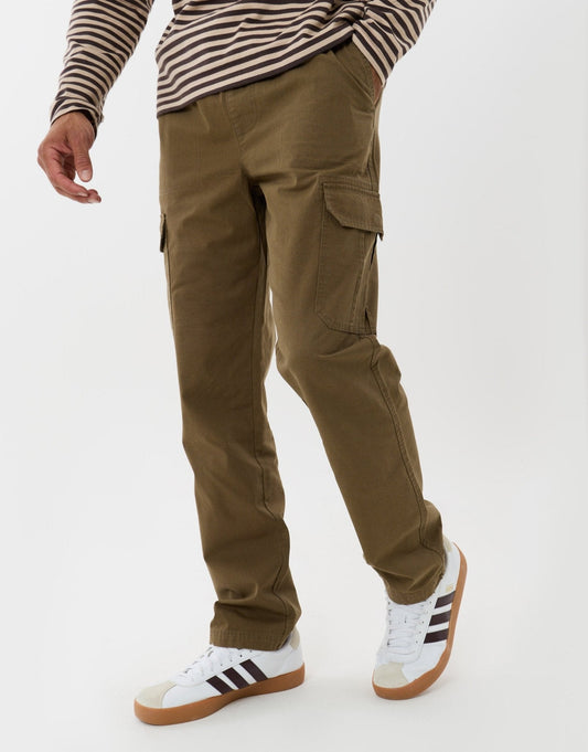Regular Fit Cotton Cargo Trousers in Khaki