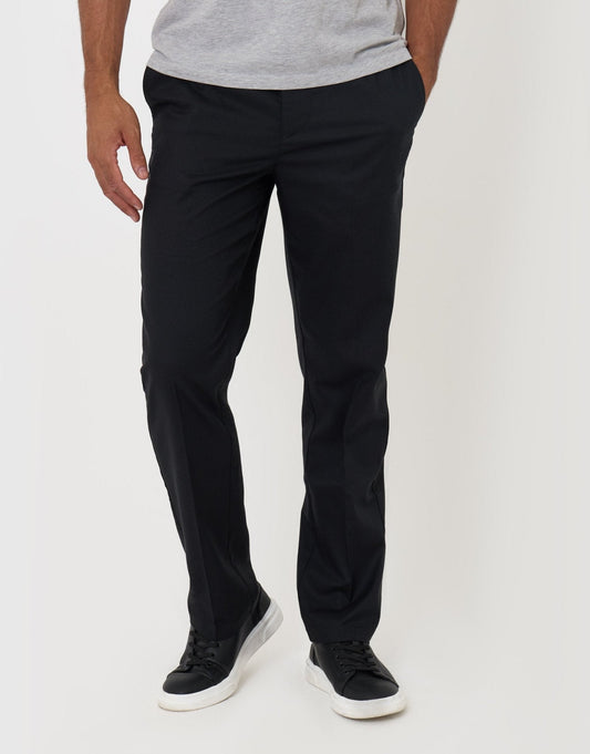 Straight Fit Drawcord Trousers in Black