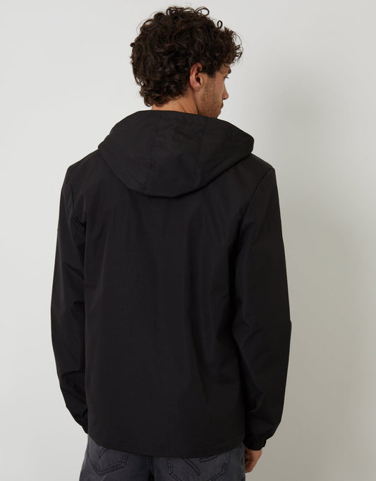 Showerproof Hooded Microfleece Lined Jacket in Black
