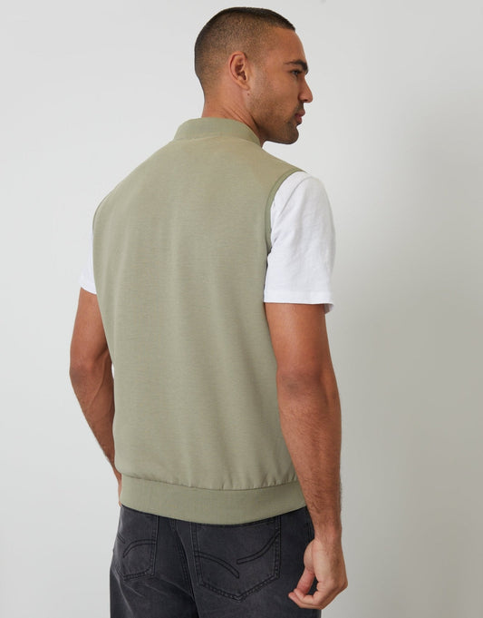 Quilted Hybrid Gilet in Sage Green
