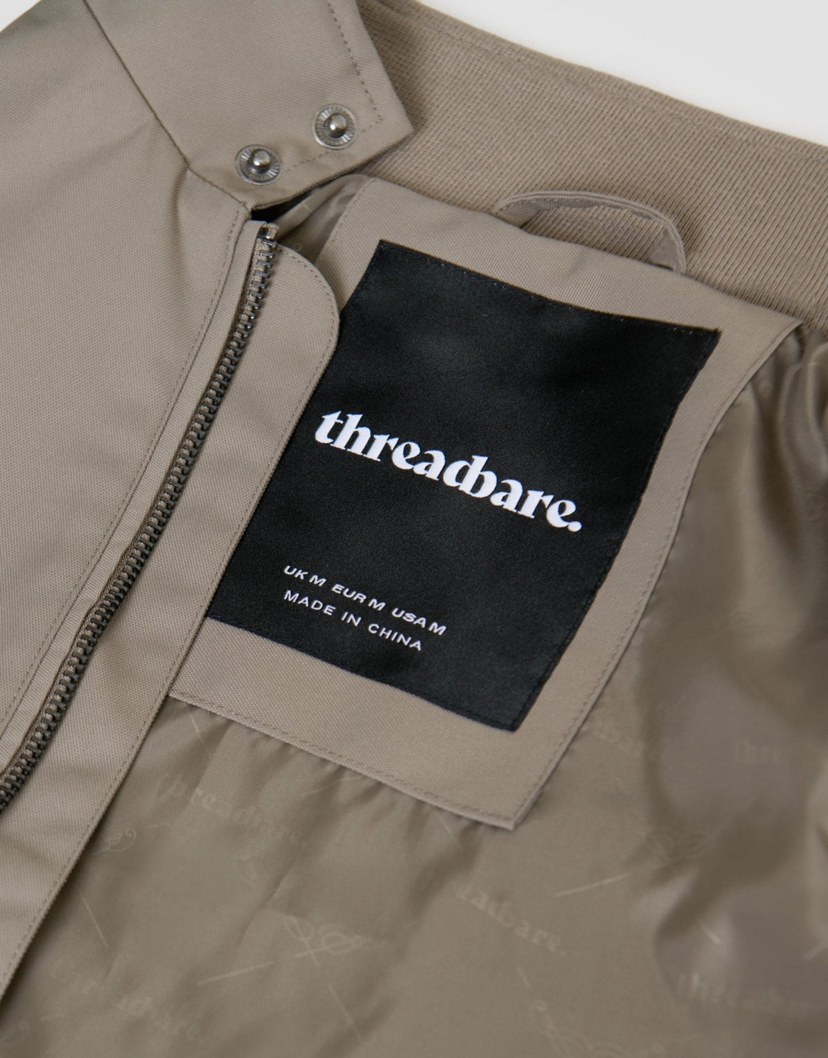 Showerproof Zip Up Harrington Jacket in Taupe
