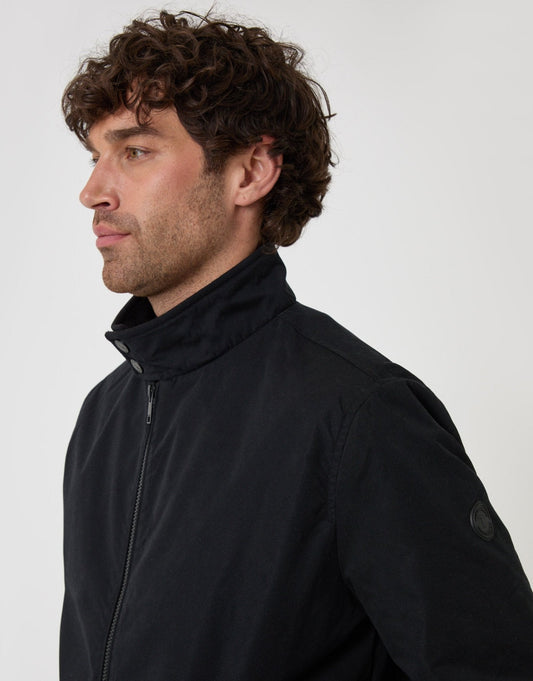 Showerproof Microfibre Harrington Jacket in Black