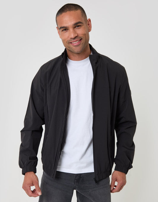 Showerproof Ripstop Harrington Jacket in Black