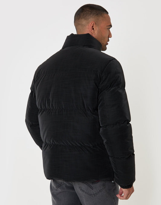 Funnel Neck Puffer Coat in Black