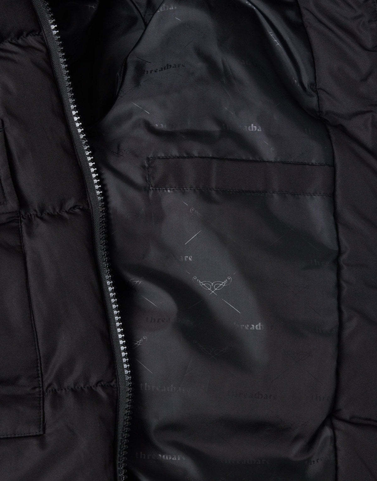 Showerproof Padded Double Zip Coat in Black