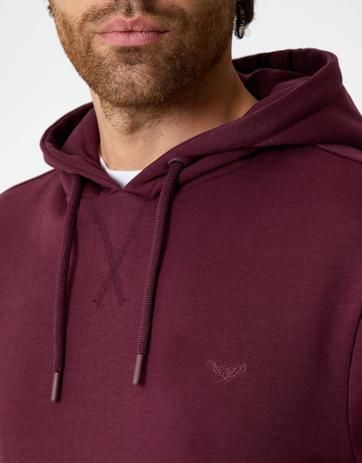 The Essential Cotton Rich Overhead Hoodie in Burgundy
