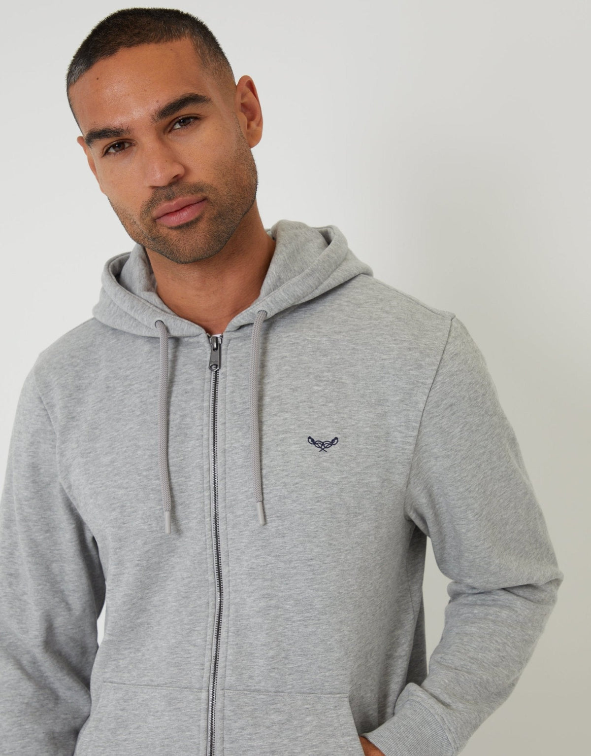 Zip-Through Hoodie in Grey Marl