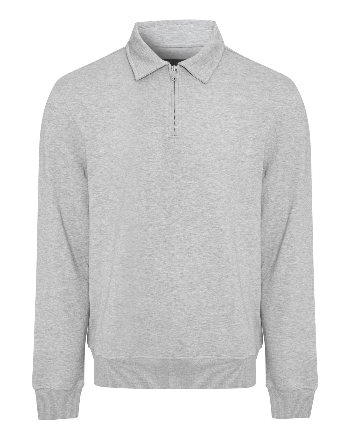 Quarter Zip Collared Sweatshirt in Grey Marl