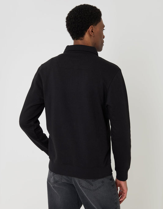 Quarter Zip Collared Sweatshirt in Black