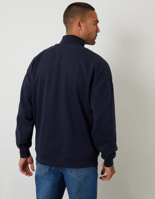 Relaxed Fit Half Zip Sweatshirt in Navy