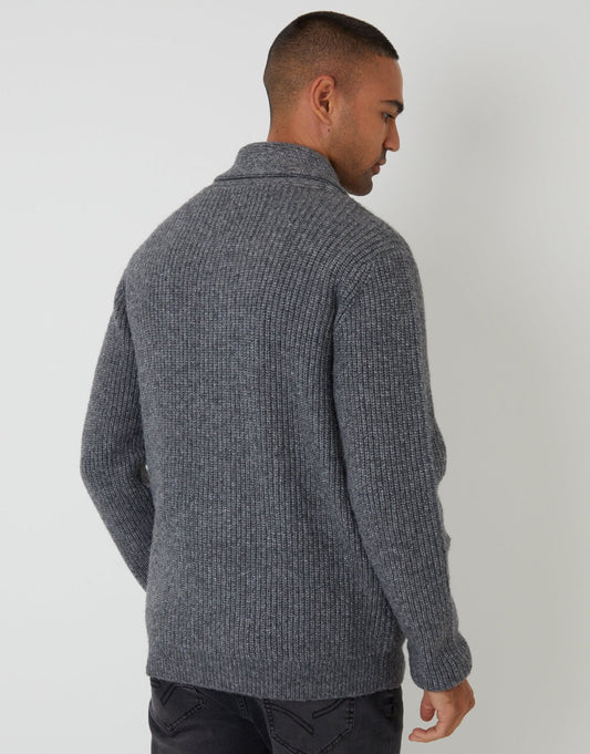 Shawl Cardigan in Charcoal Grey Marl