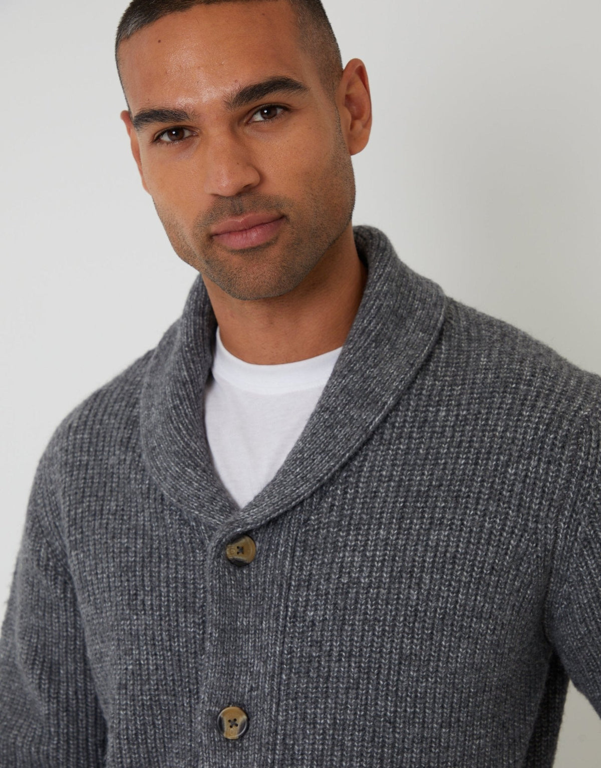 Shawl Cardigan in Charcoal Grey Marl