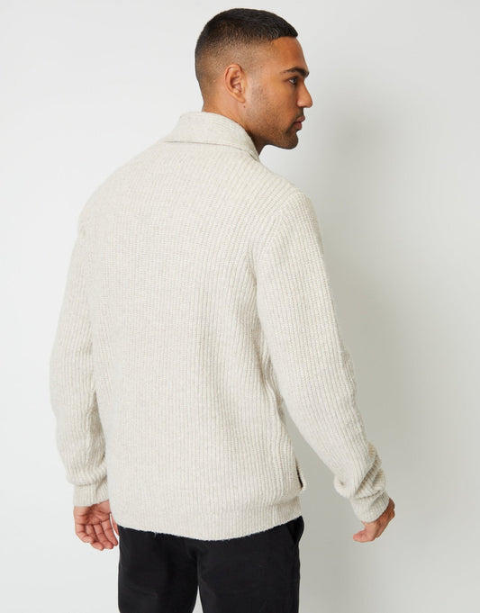 Shawl Cardigan in Ecru Marl