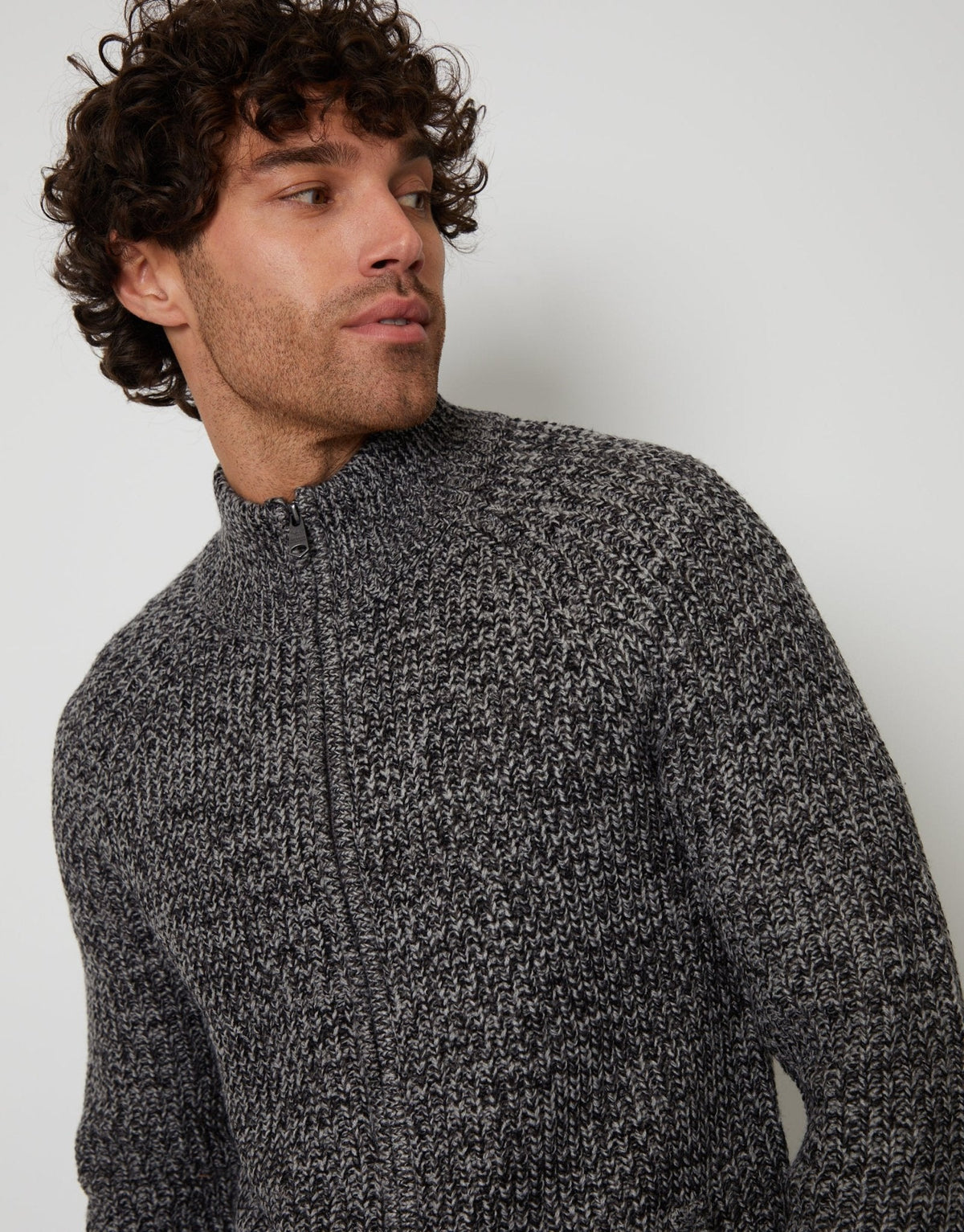 Full-Zip Cardigan in Charcoal Grey