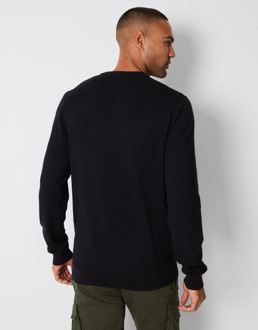 Crew Neck Knitted Jumper in Black