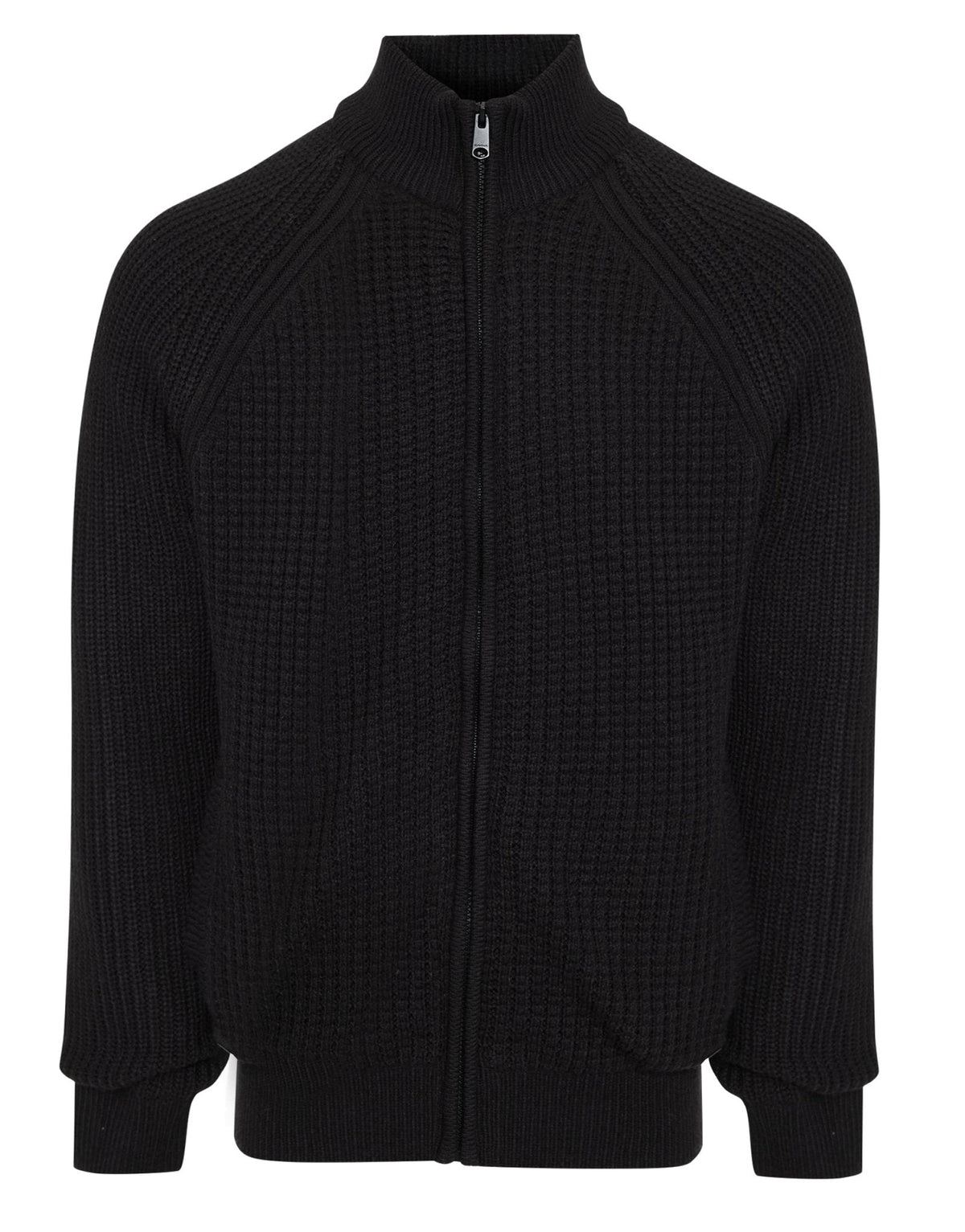 Zip Up Microfleece Lined Cardigan in Black
