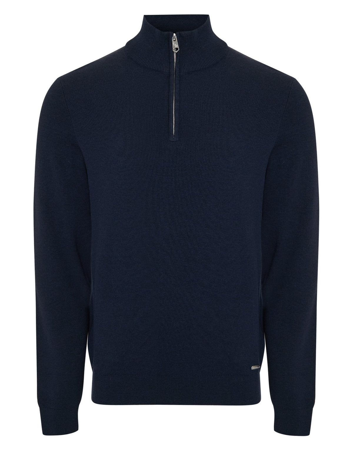 Knitted Quarter Zip Jumper in Navy