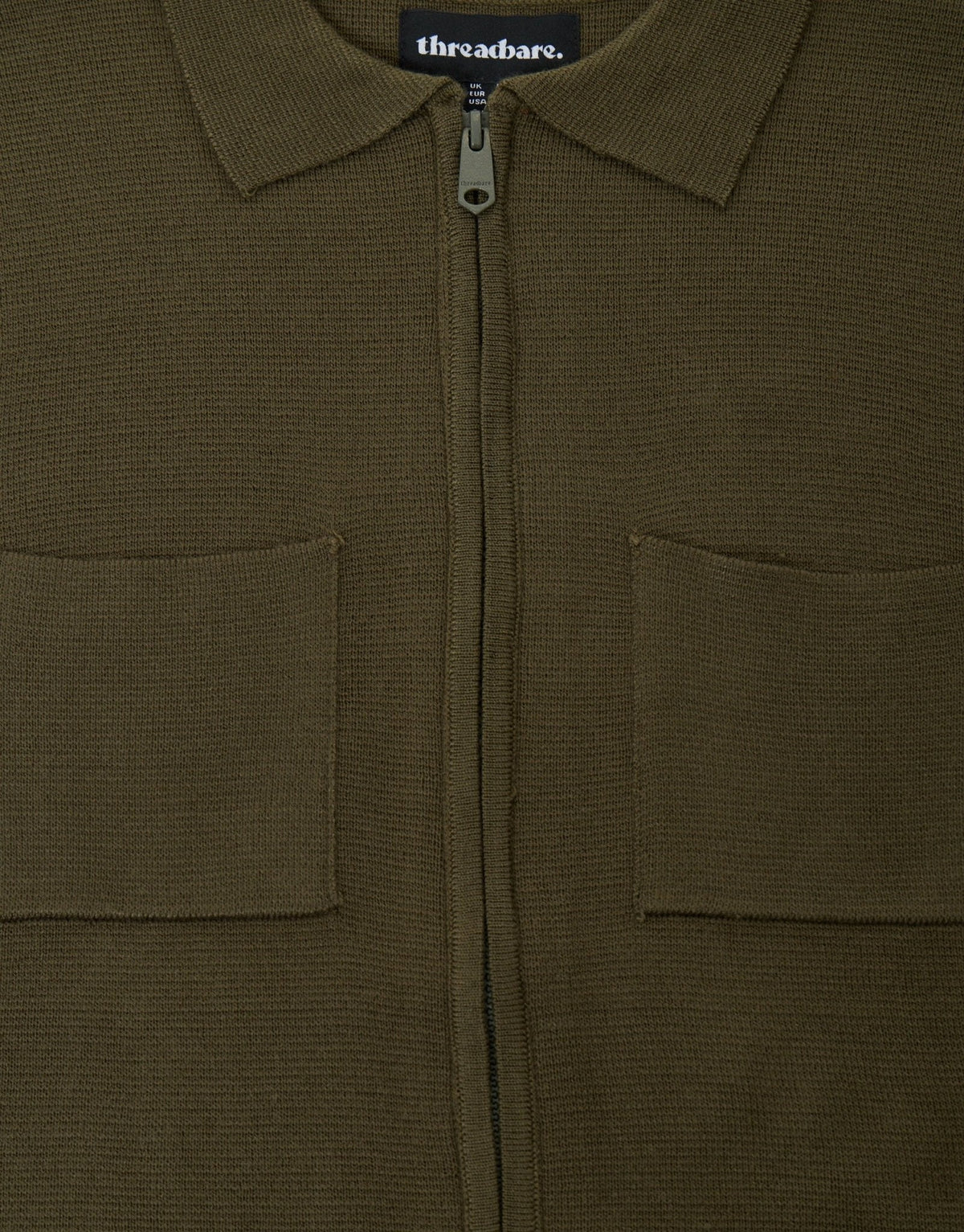 Zip-Through Knitted Shacket in Khaki