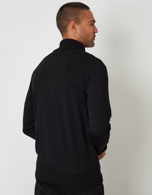 Knitted Roll Neck Jumper in Black