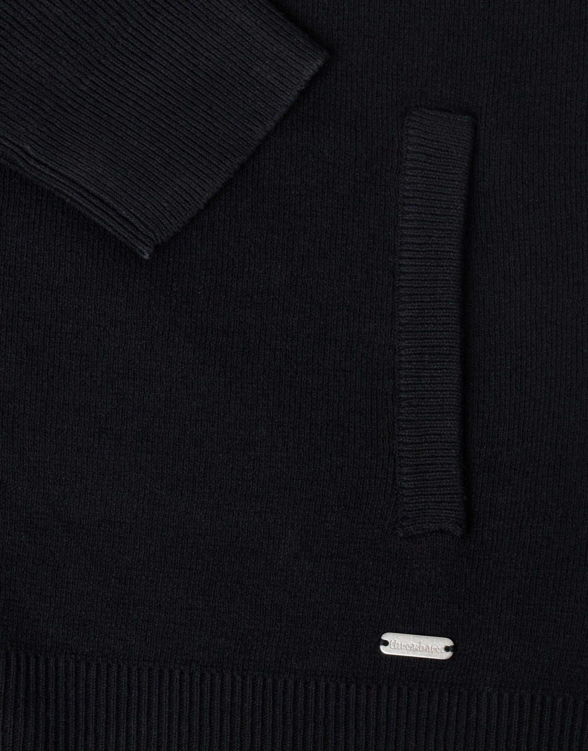 Knitted Zip Up Funnel Neck Cardigan in Black