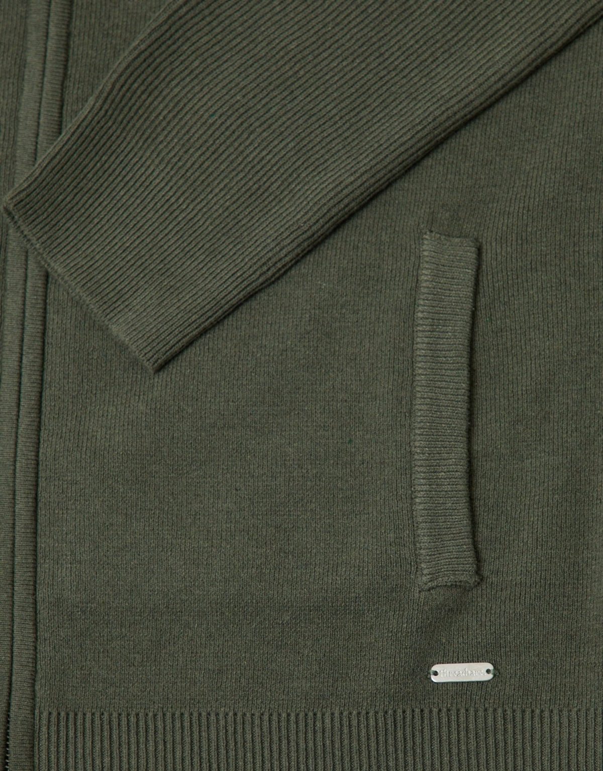 Cotton Rich Funnel Neck Zip Through Sweatshirt in Khaki