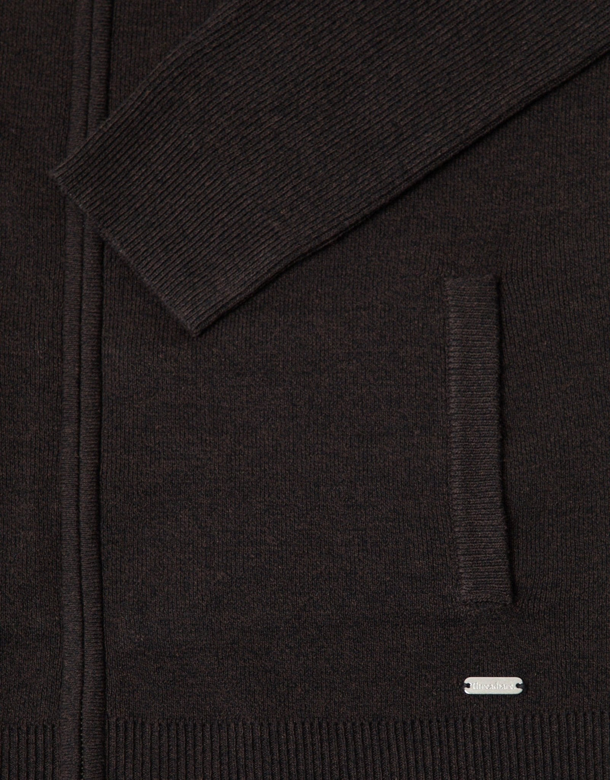 Cotton Rich Funnel Neck Zip Through Sweatshirt in Chocolate Brown
