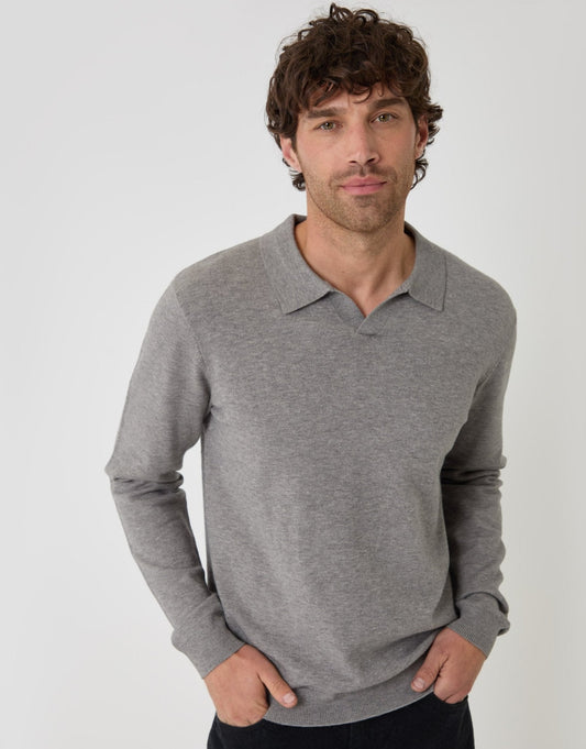 Super Soft Trophy Neck Sweatshirt in Grey Marl