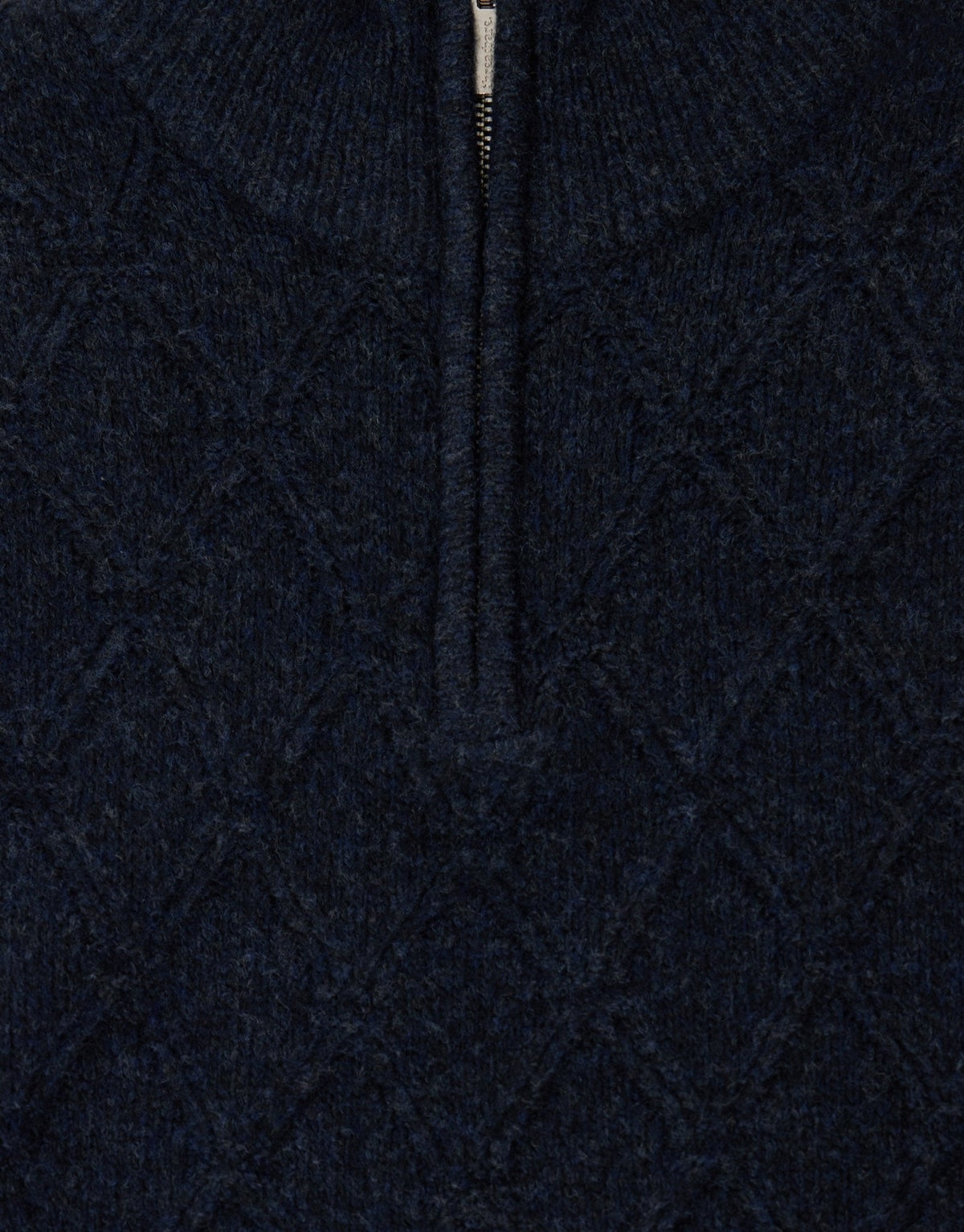 Diamond Cable Knit Quarter Zip Jumper in Navy