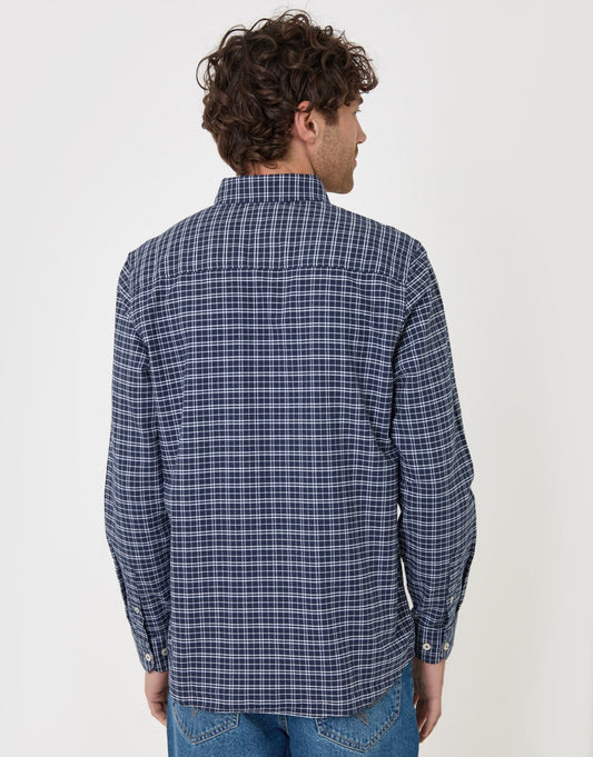 Regular Fit Cotton Oxford Shirt in Navy Check