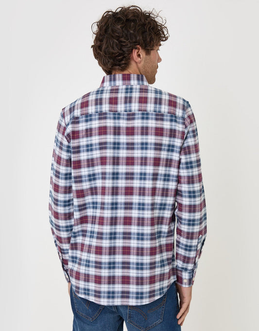 Regular Fit Cotton Oxford Shirt in Red Check