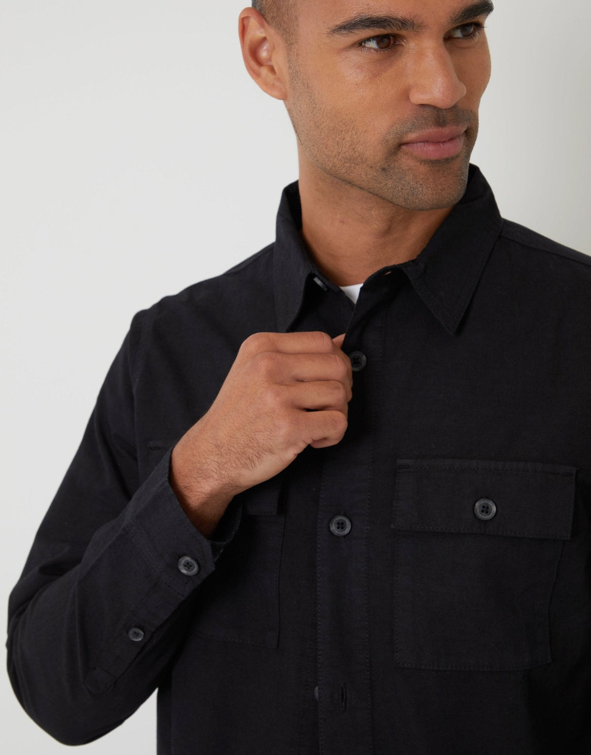 The Lightweight Cotton Shacket in Black