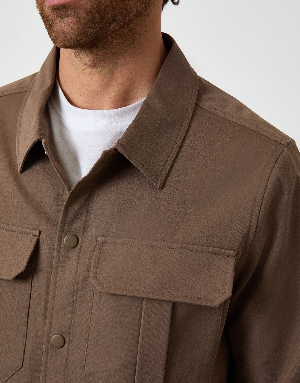Cargo Pocket Shacket in Brown