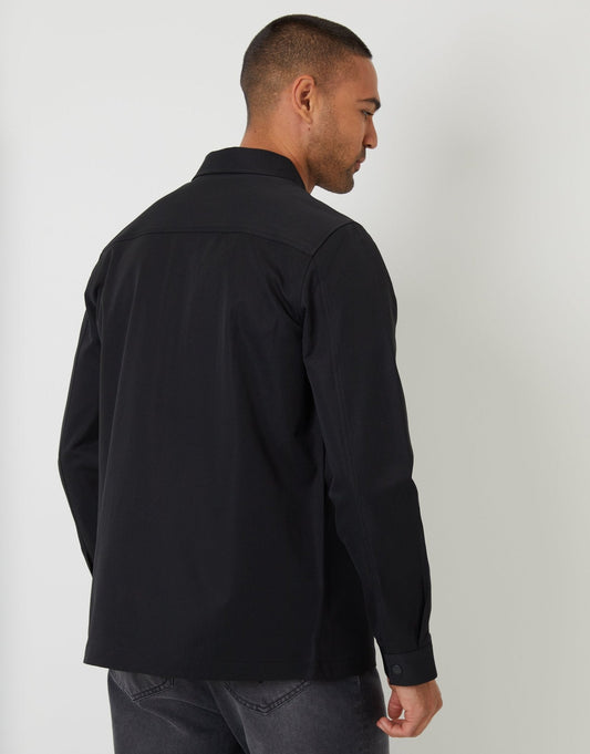 Cargo Pocket Shacket in Black