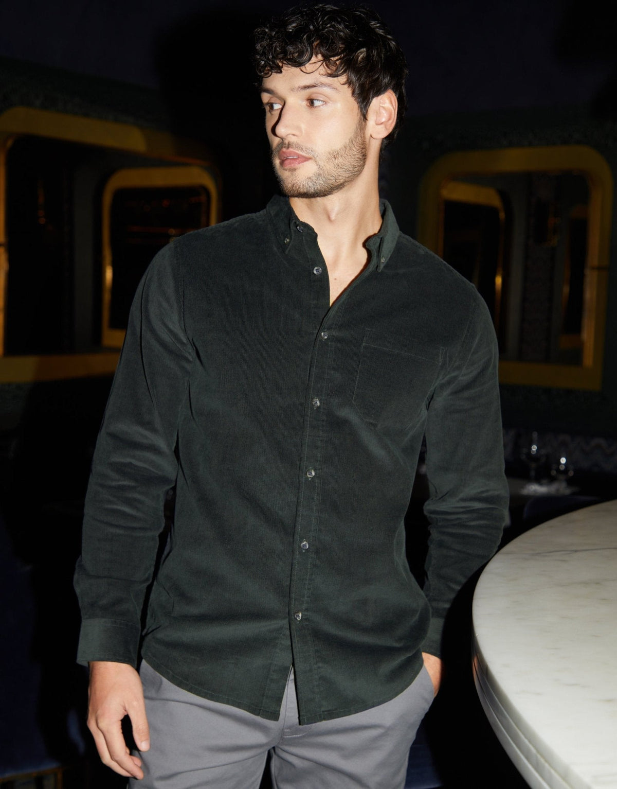 Corduroy Shirt in Dark Blue