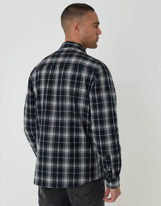 Cotton Long Sleeve Shirt in Black Check