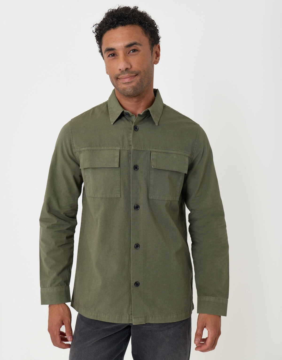 Cotton Patch Pocket Shacket in Olive Green