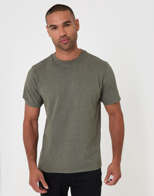 Peached Crew Neck T-Shirt in Khaki