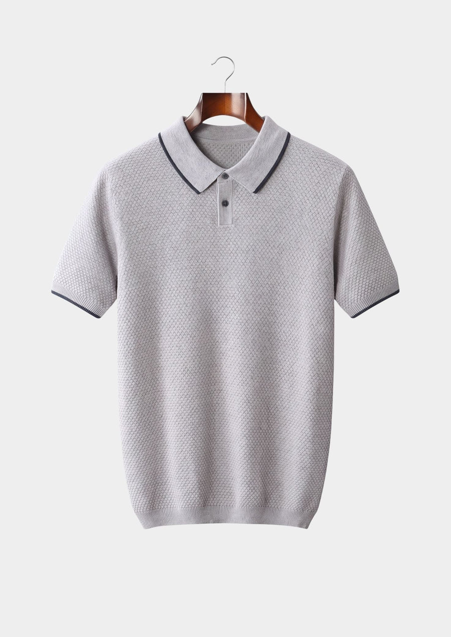 Premium Cashmere Pastel Grey Two-Tone Polo