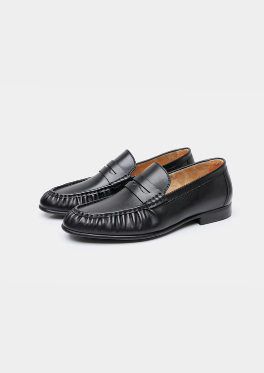 Black Classic Penny Leather Loafers by SATRI & CO. – product view 1