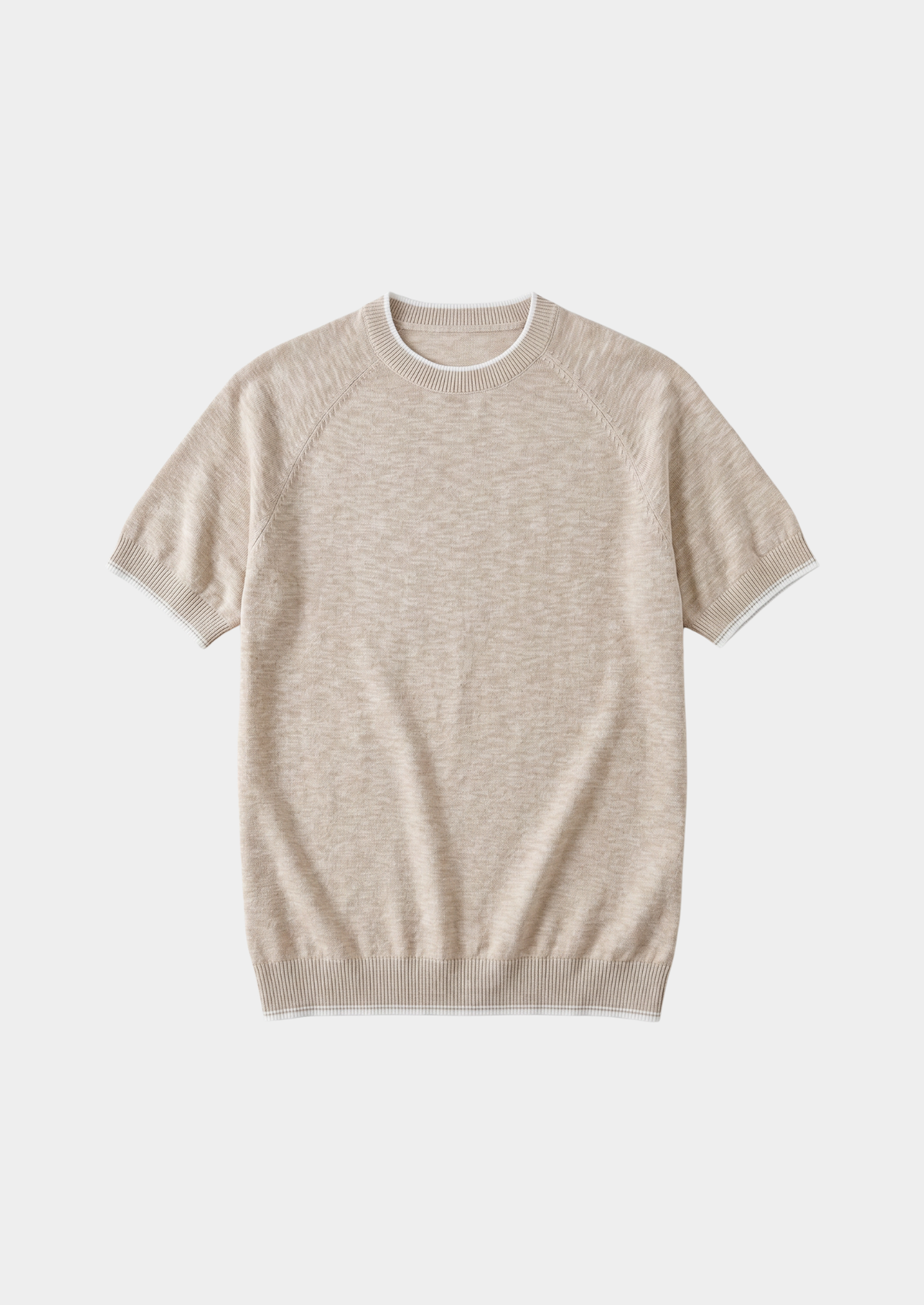 Capri Beige Linen Contrast T-Shirt by SATRI & CO. – product view 4
