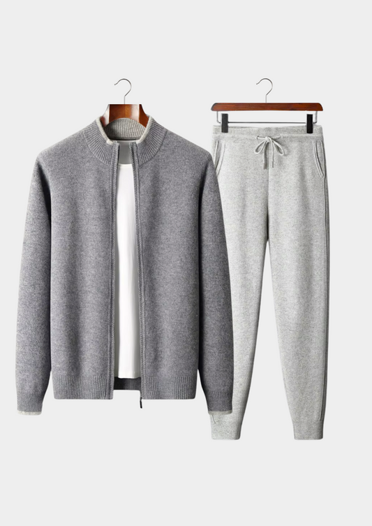 Merino Wool Zip Cardigan & Cuffed Joggers Set by SATRI & CO. – view 1