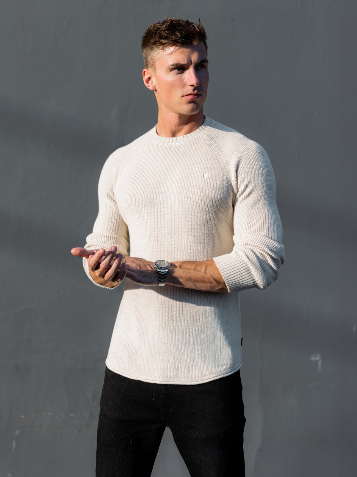 Men's Olton Anchor Knit Jumper - Chalk | SATRI